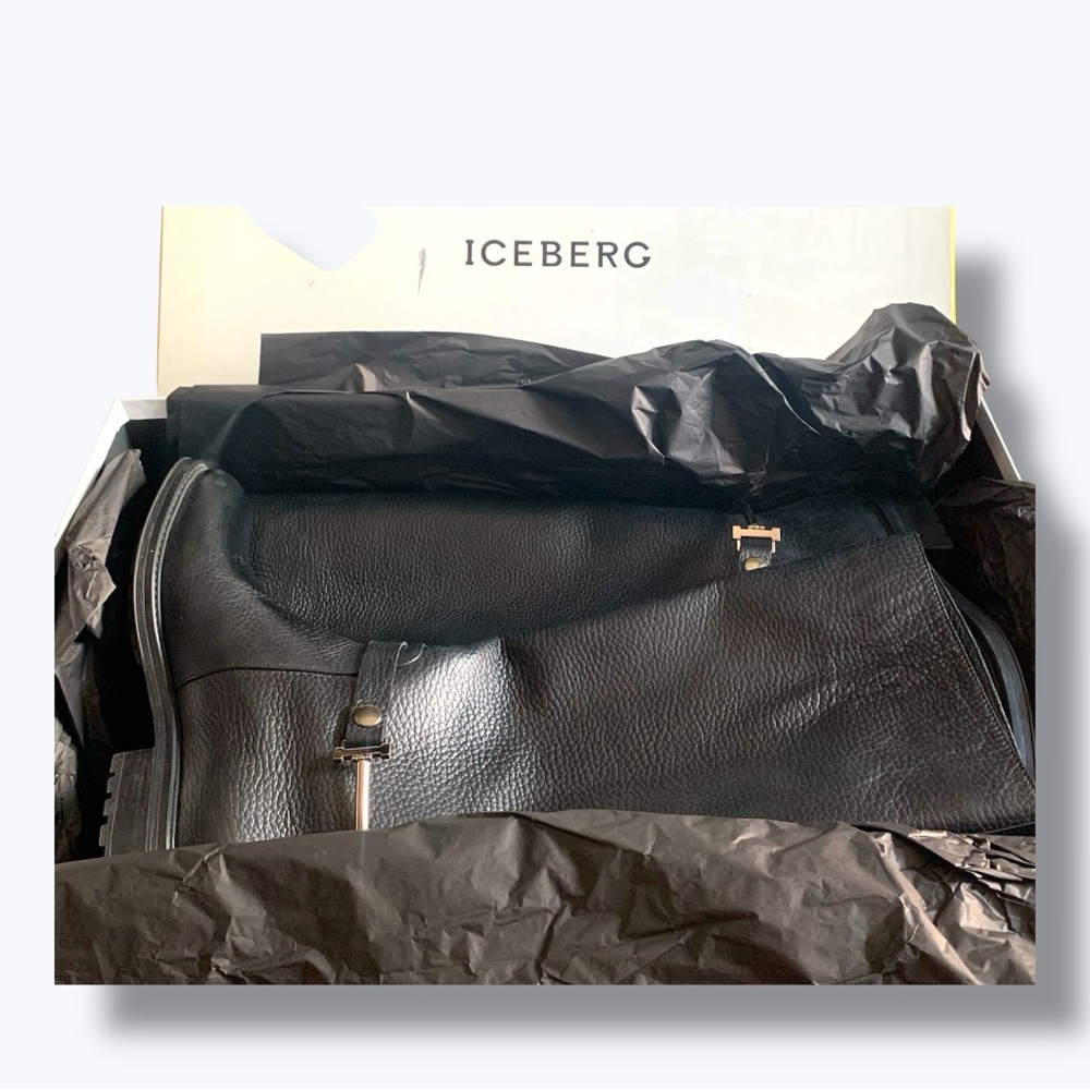 Iceberg Iceberg Box Land Nero Shanno Black Leather Riding Boots Sz 39